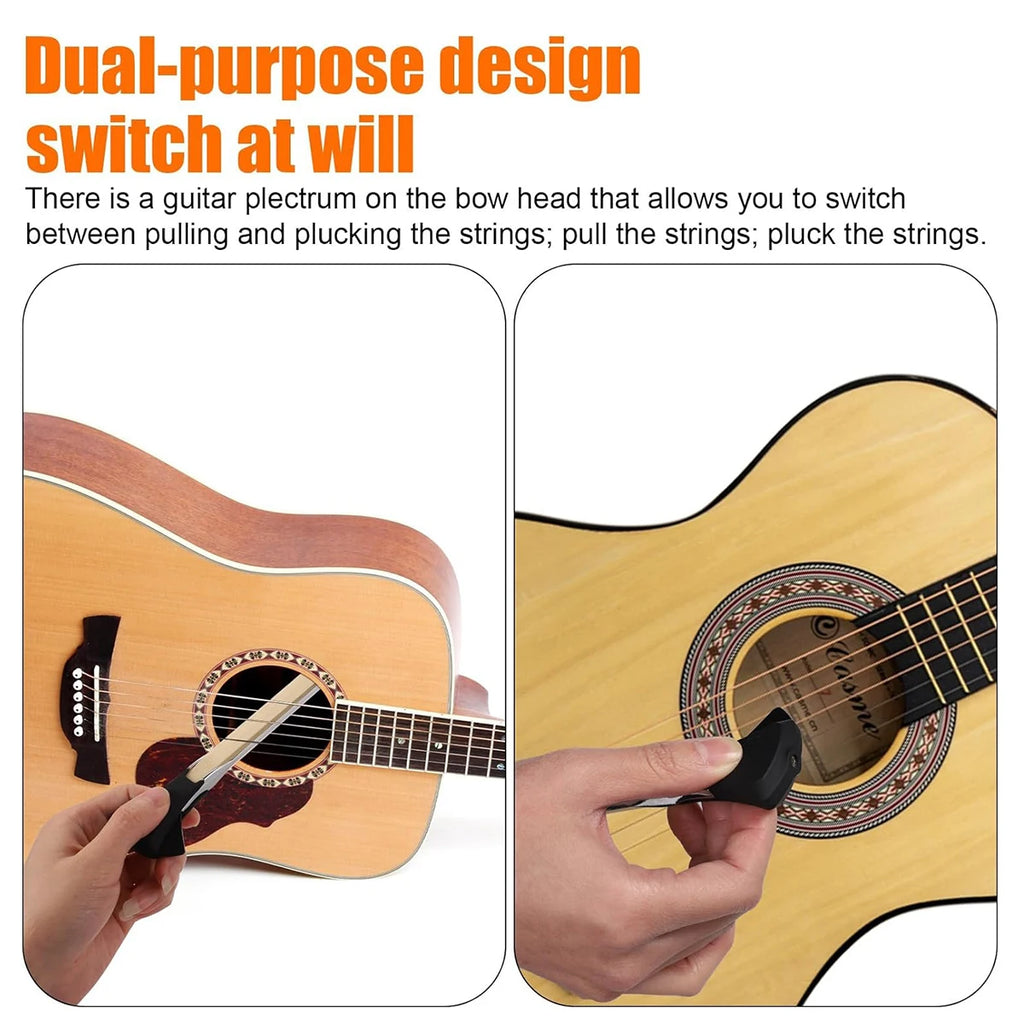 Solo 2-in-1 Guitar Bow – Dual-Sided Nylon Hair, Aluminum Alloy Body, Built-in Pick, for Acoustic Guitar, Create Violin/Cello Ton