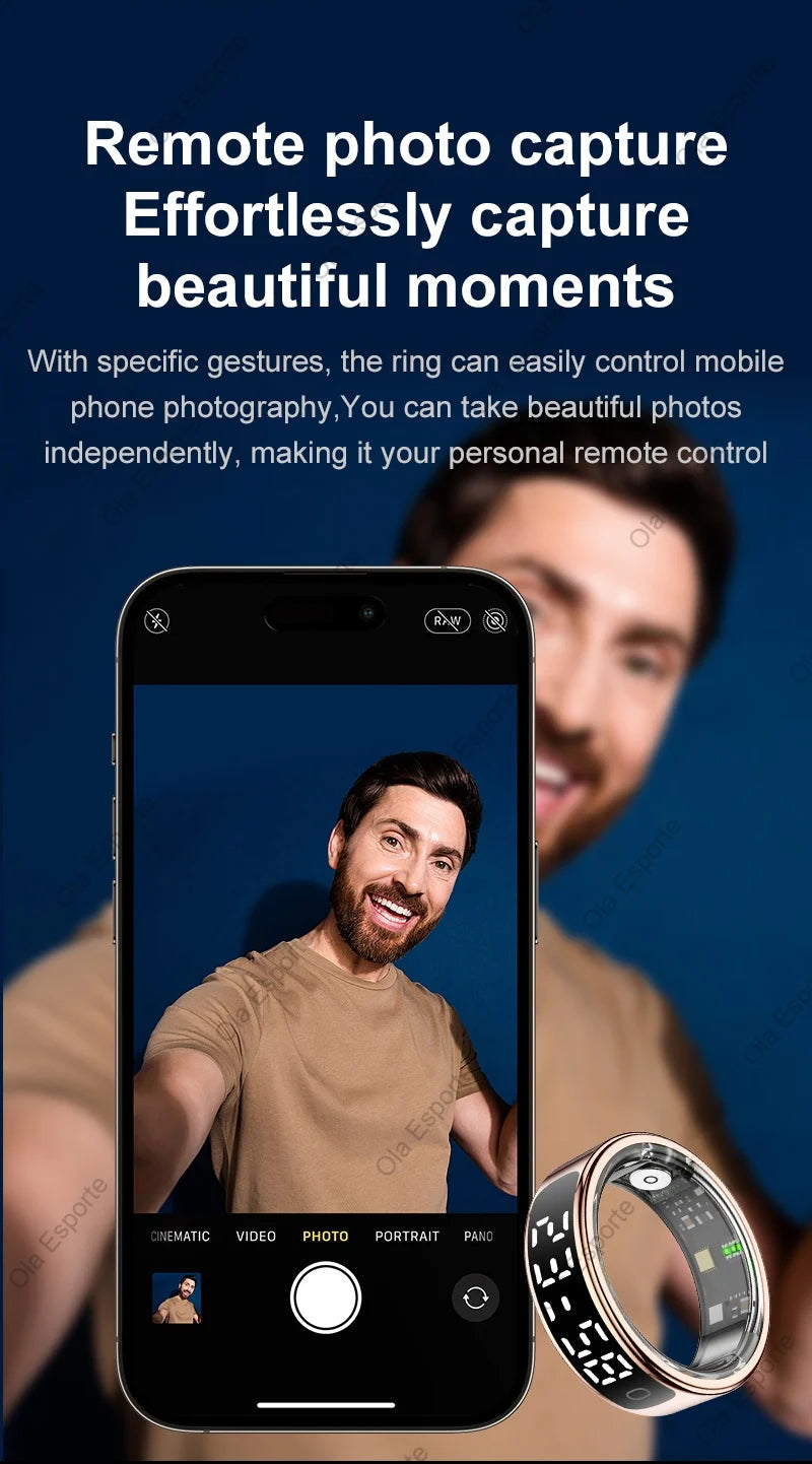 Smart Ring with Display Screen and Touch Heart Rate Blood Oxygen Sleep Health Monitoring Sports Count steps Waterproof Smartring Innova Techno