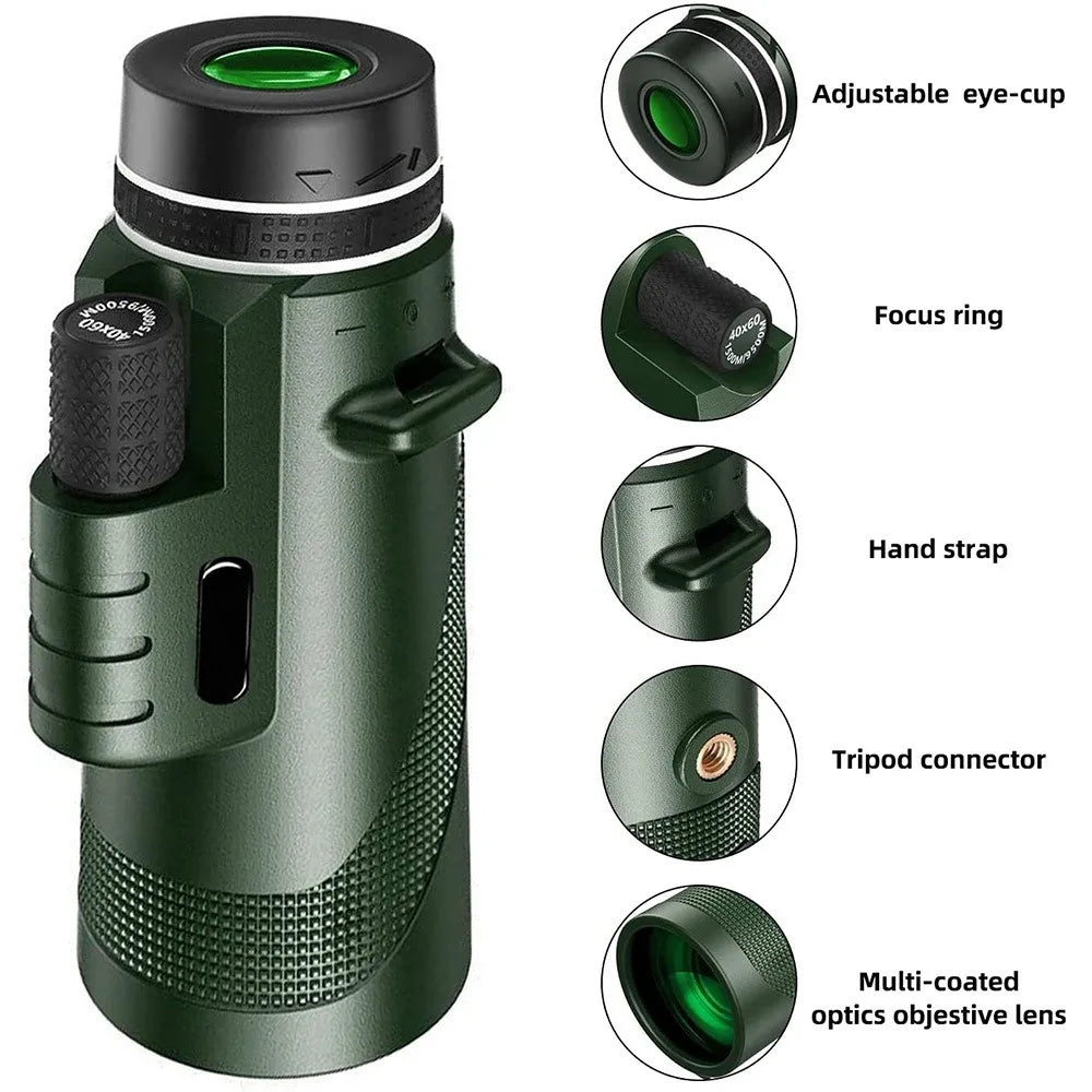 80x100 HD Monocular For Smartphone Adapter & Tripod Telescope With BAK4 Prism For Outdoor Camping ,Birdwatching, Hunting, Hiking Innova Techno