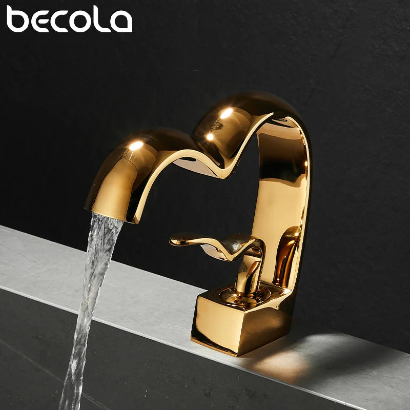 Single Handle Waterfall Bathroom Faucet Brass Gray Basin Faucet Cold And Hot Crance Faucet Sink Tap Single Handle Deck Mounted