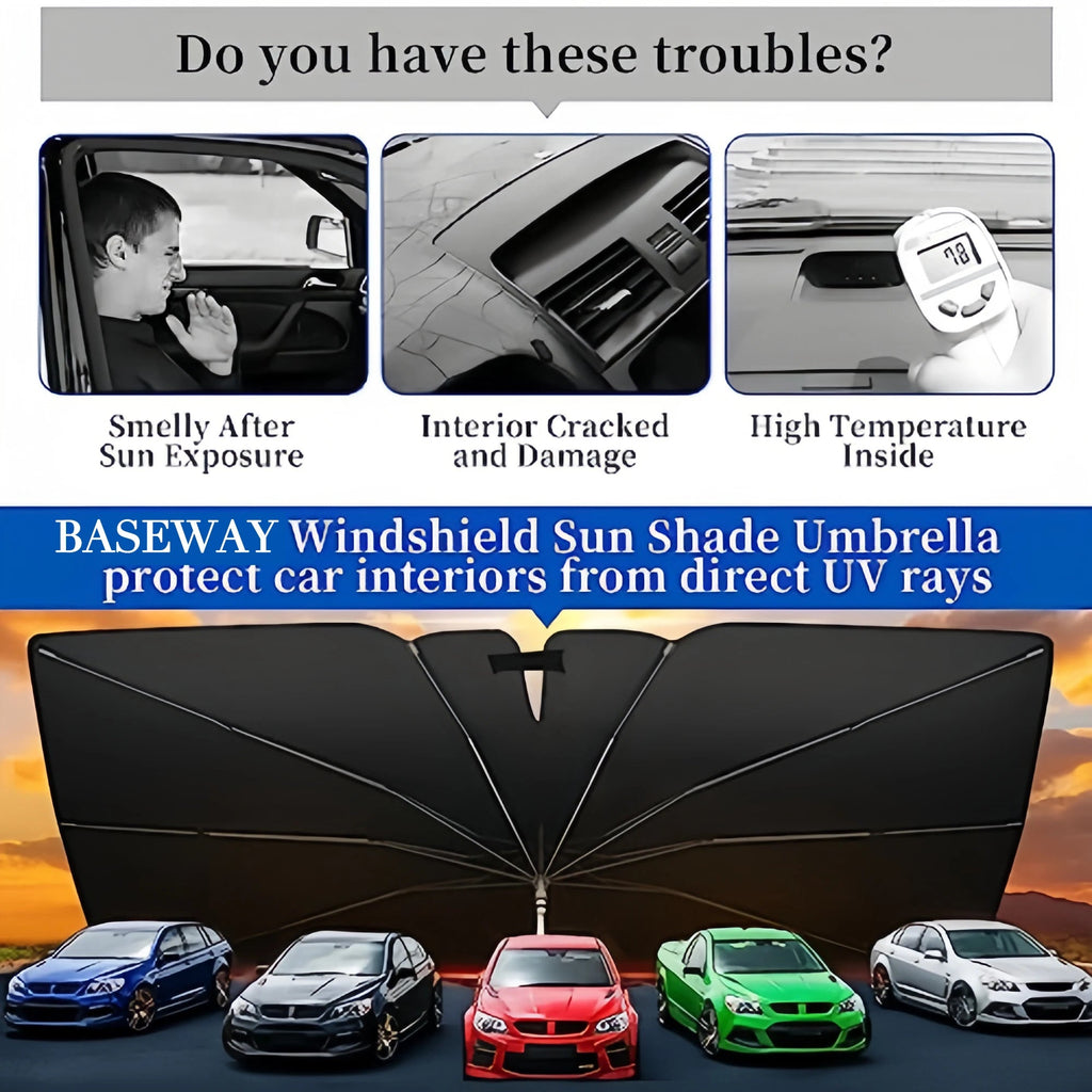 2024 Car Windshield Sun Shade Umbrella Foldable Sunshade Front Window Cover for UV Block Heat Protection Protector Parasol Innova Techno