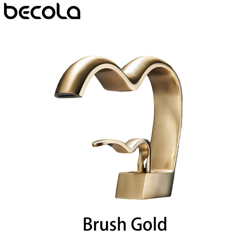Single Handle Waterfall Bathroom Faucet Brass Gray Basin Faucet Cold And Hot Crance Faucet Sink Tap Single Handle Deck Mounted