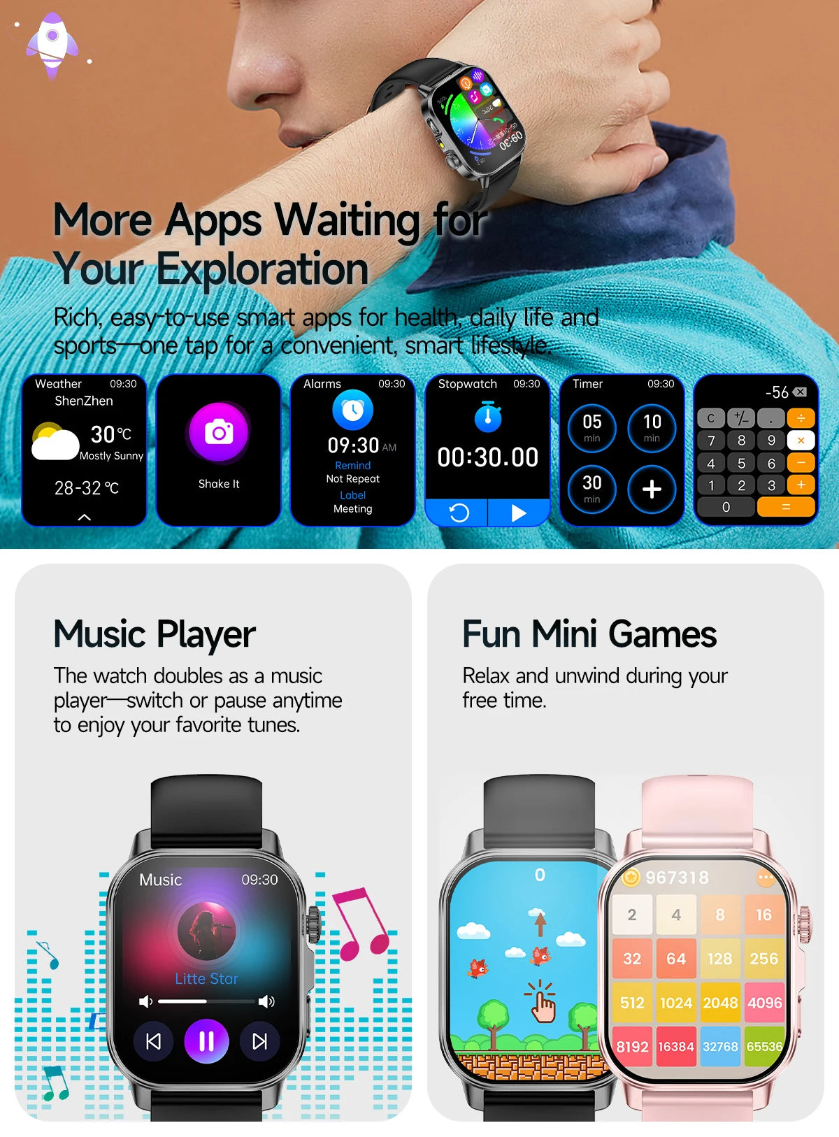2026 New ECG+PPG Smart Healthy Diagnosis Surveillance Body Analysis Blood Pressure Lipid Uric Acid Health Smart Watches For Men
