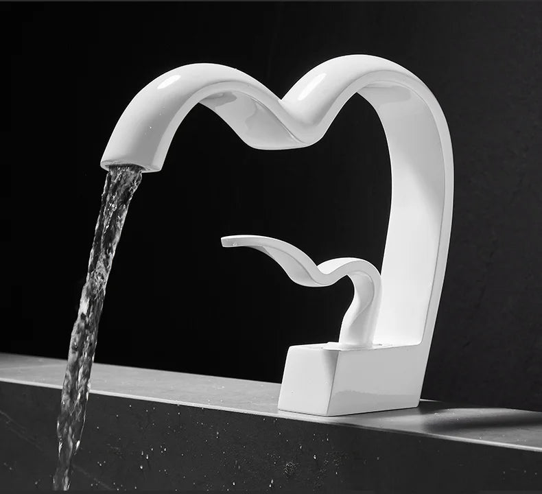 Single Handle Waterfall Bathroom Faucet Brass Gray Basin Faucet Cold And Hot Crance Faucet Sink Tap Single Handle Deck Mounted