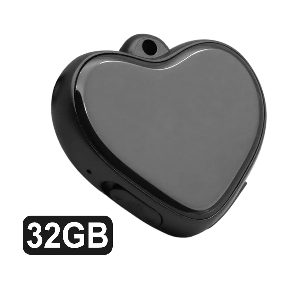 Mini Voice Recorder Heart Shape Voice Activated Recorder LED Indicator Micro Recording Pendant for Lectures Meetings Interviews
