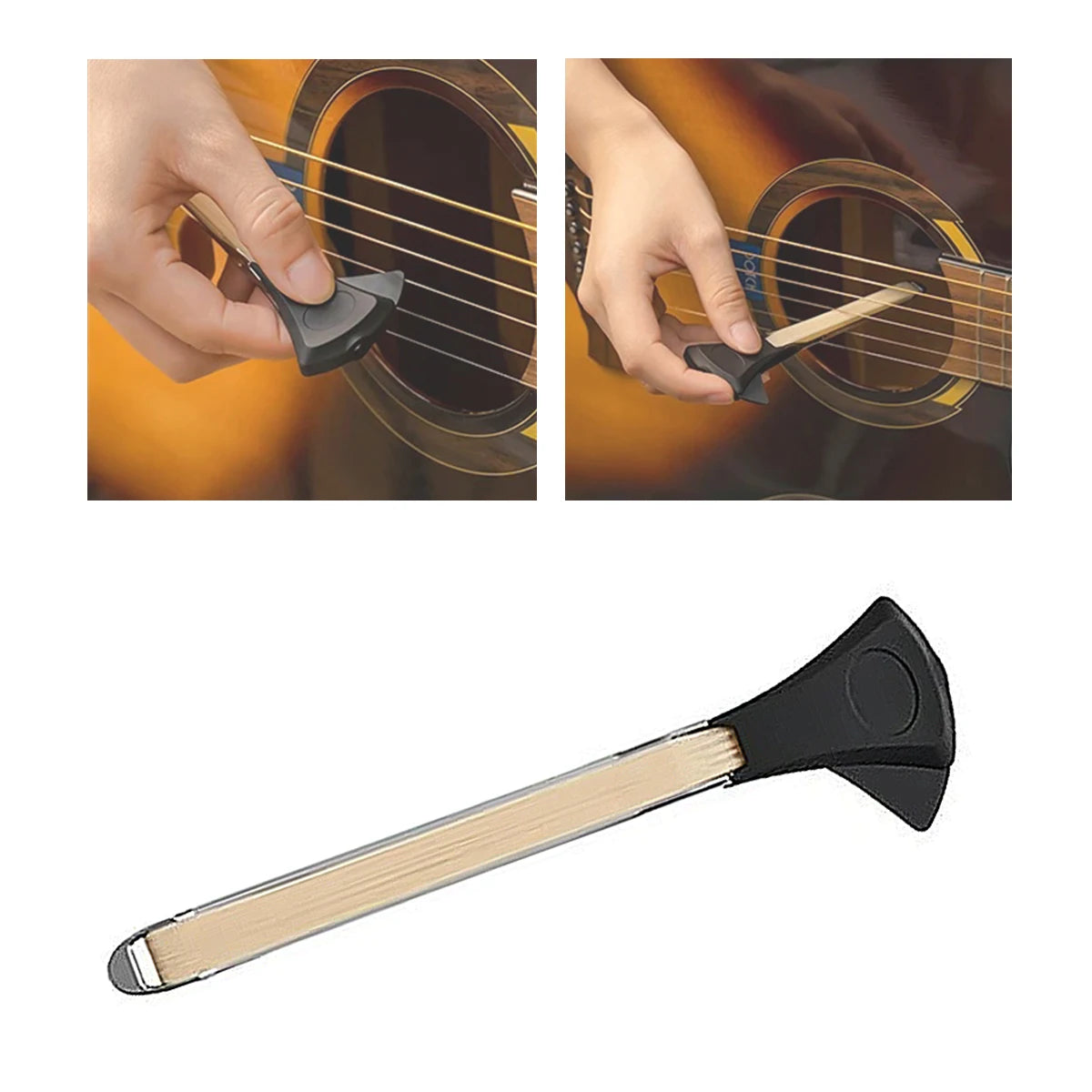Solo 2-in-1 Guitar Bow – Dual-Sided Nylon Hair, Aluminum Alloy Body, Built-in Pick, for Acoustic Guitar, Create Violin/Cello Ton