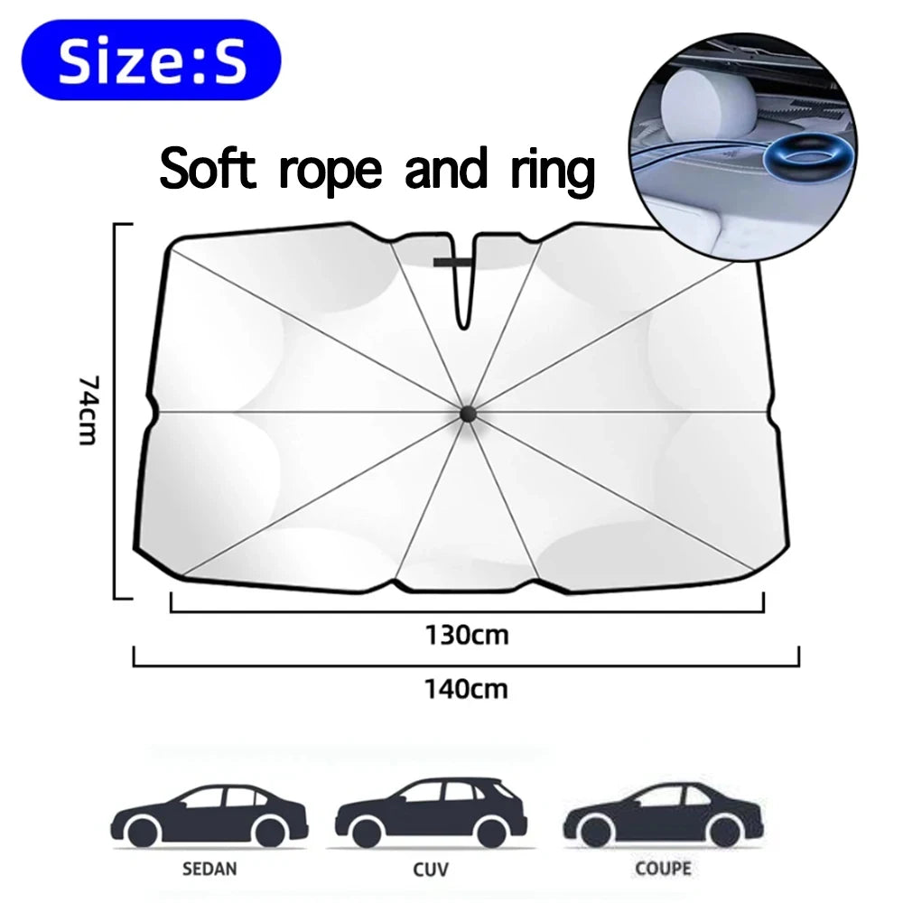 2024 Car Windshield Sun Shade Umbrella Foldable Sunshade Front Window Cover for UV Block Heat Protection Protector Parasol Innova Techno