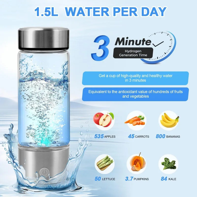 420ml Hydrogen Generator Water Cup Filter Ionizer Maker USB Hydrogen-Rich Water Portable Super Antioxidants ORP Hydrogen Bottle Innova Techno