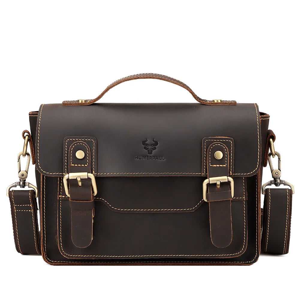 Crazy Horse Leather Men Messenger Bag Business Laptop Briefcase Casual Male Work Tote Bags for Ipad Large Capacity Travel Bag Innova Techno