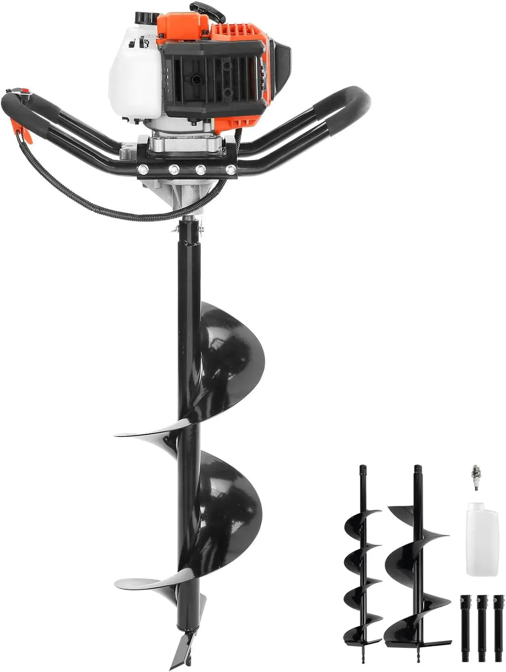 Post Hole Digger,52cc 1450W Auger Digger,Gas Powered Earth Digger with Two Drill Bit 6''& 10''and 3 Extension Rods,for Farmland Innova Techno