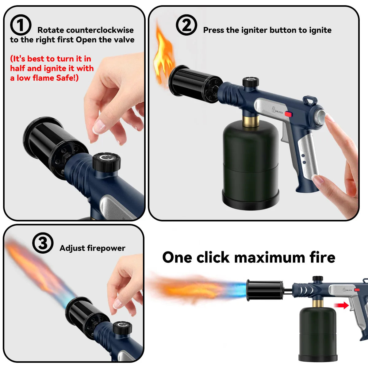 New Metal High Firepower Flamethrower for Outdoor Camping Barbecue Lighter for Outdoor Tools Innova Techno