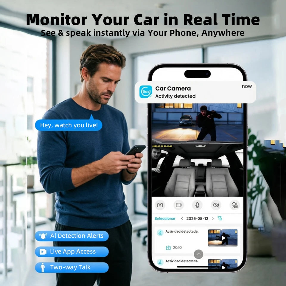 4G LTE Car Dash Cam Front and Inside Remote Live View Two-Way Talk 24/7 Parking GPS Tracker IR Night Vision Vehicle Security DVR Innova Techno
