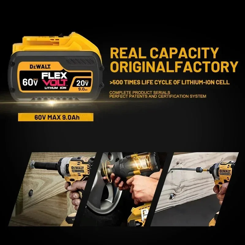 DeWALT 100% Original Battery 20V/60V 6Ah 9Ah MAX FlexVolt for DCB606 DCB205 DCB206 DCB209 DCB182 Power Tool with Charger