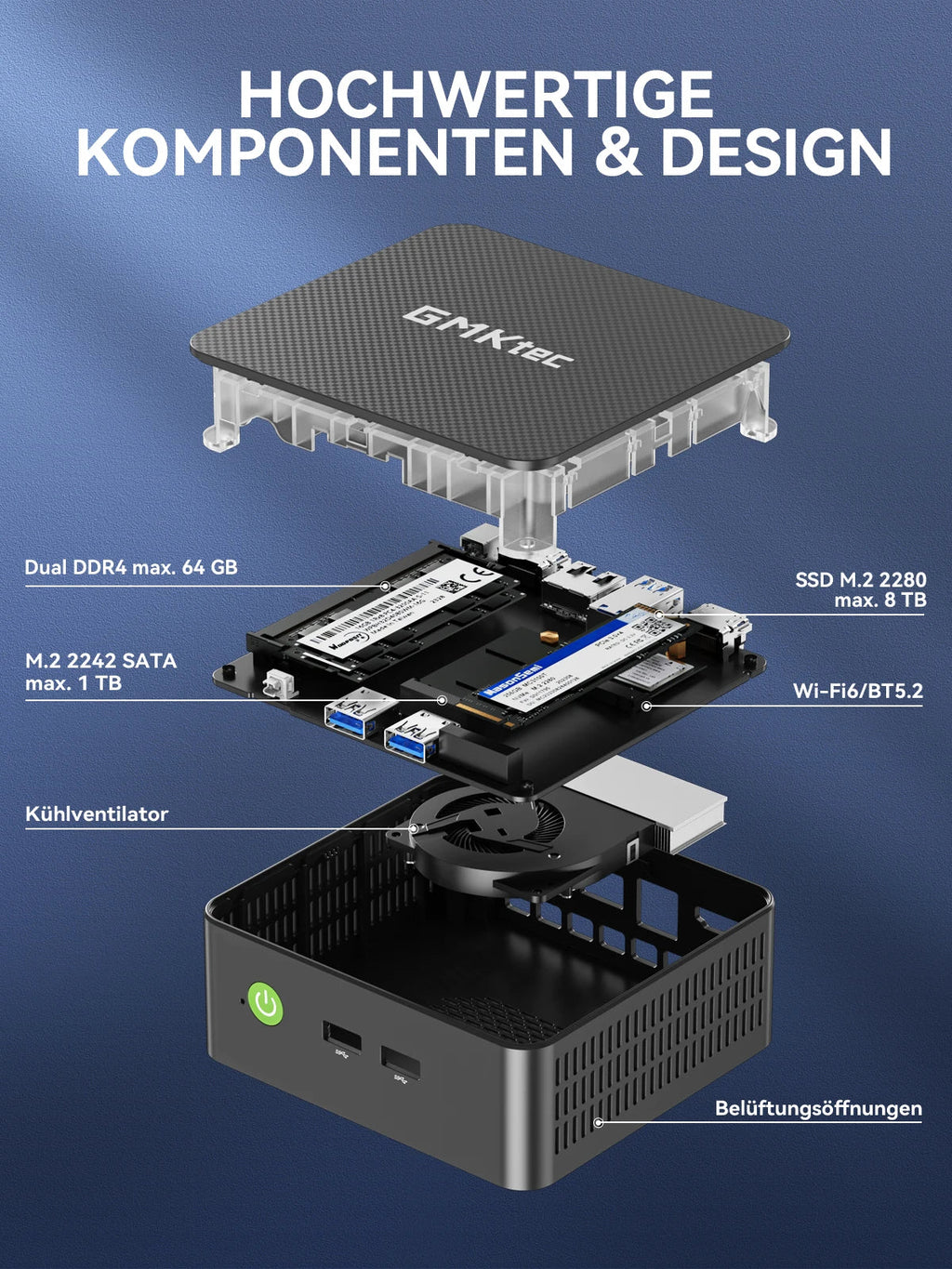 GMKtec NucBox G3 Pro Mini PC Intel Core i3-10110U DDR4 M.2 2242 SATA 3.0 SSD Windows 11Pro WIFI 6 BT 5.2 4K Dual-Screen Output Innova Techno