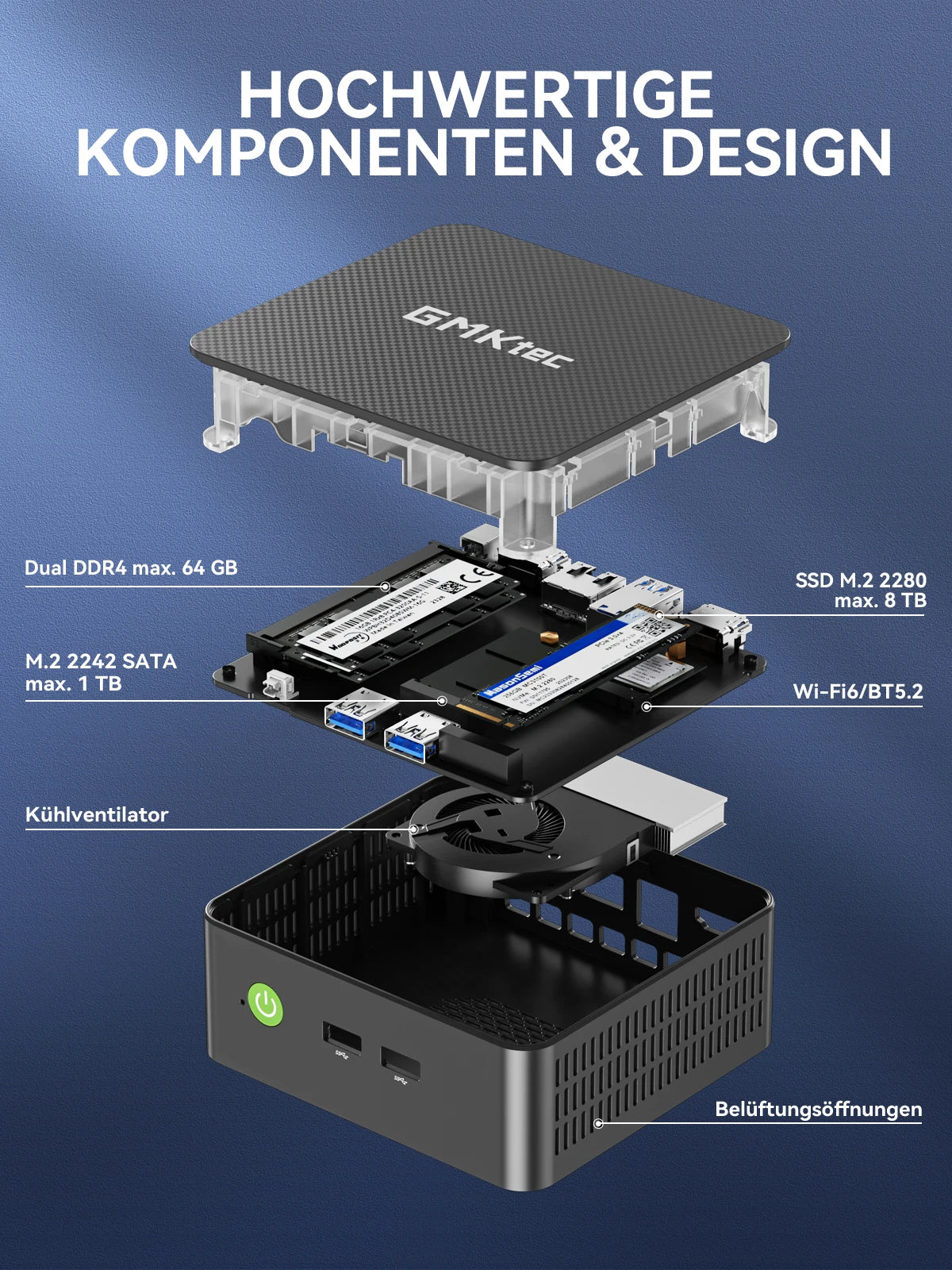GMKtec NucBox G3 Pro Mini PC Intel Core i3-10110U DDR4 M.2 2242 SATA 3.0 SSD Windows 11Pro WIFI 6 BT 5.2 4K Dual-Screen Output Innova Techno
