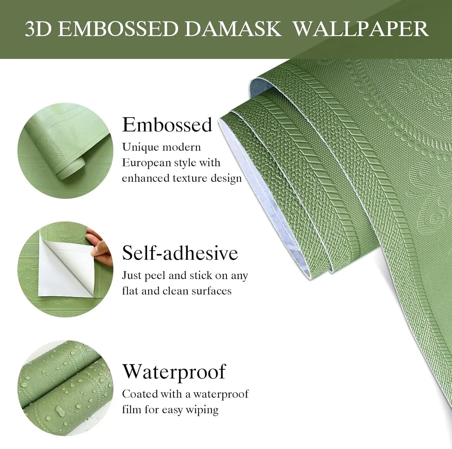 3D White Embossed Peel and Stick Wallpaper Damask Textured Self Adhesive Wallpaper Modern Floral Removable Contact Paper Innova Techno