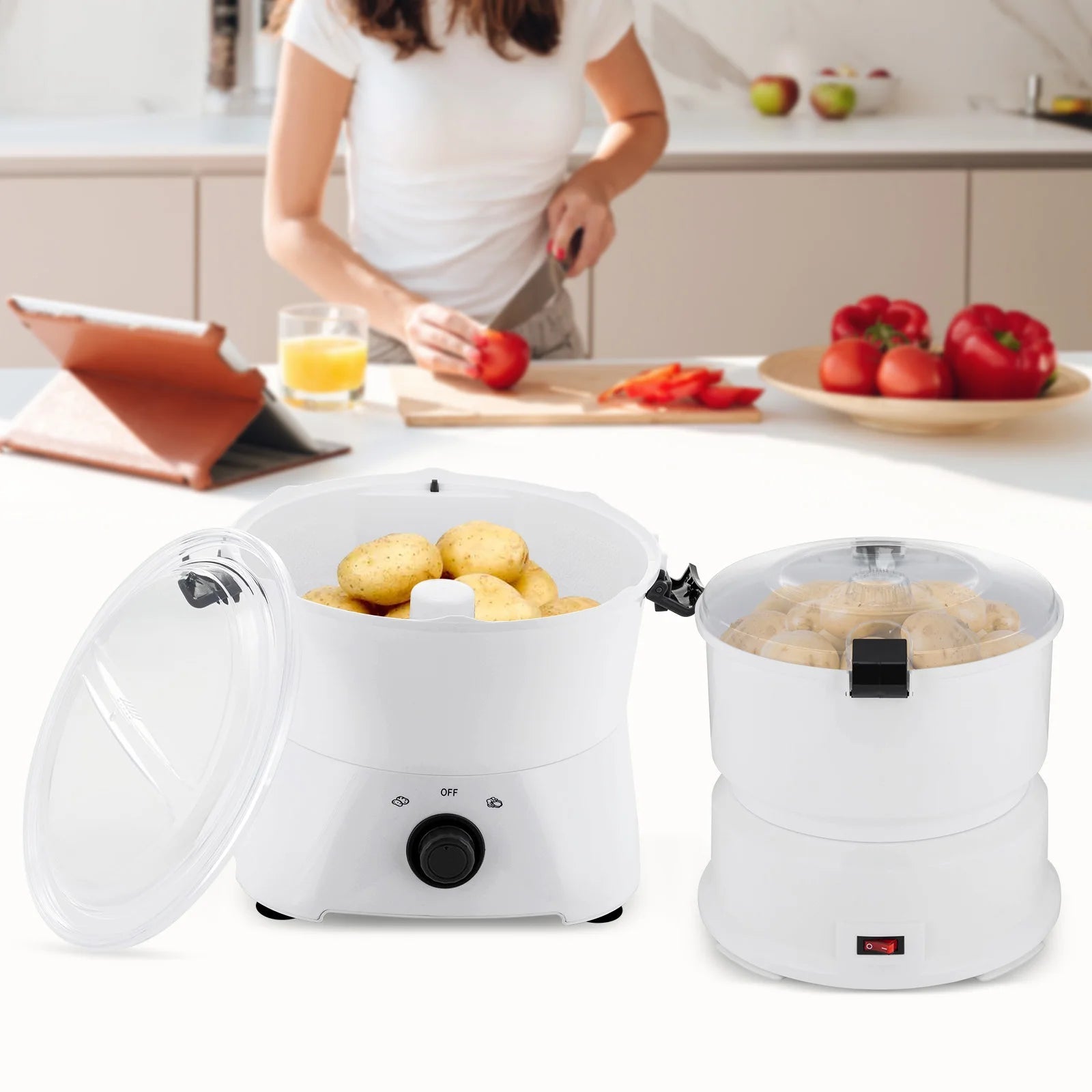 85W Electric Potato Peeler One-button Drive Automatic Peeler Spinner for Kitchens Restaurant Fast Food Shops Innova Techno