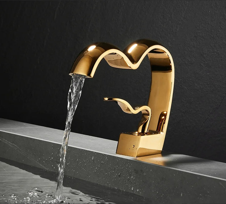Single Handle Waterfall Bathroom Faucet Brass Gray Basin Faucet Cold And Hot Crance Faucet Sink Tap Single Handle Deck Mounted