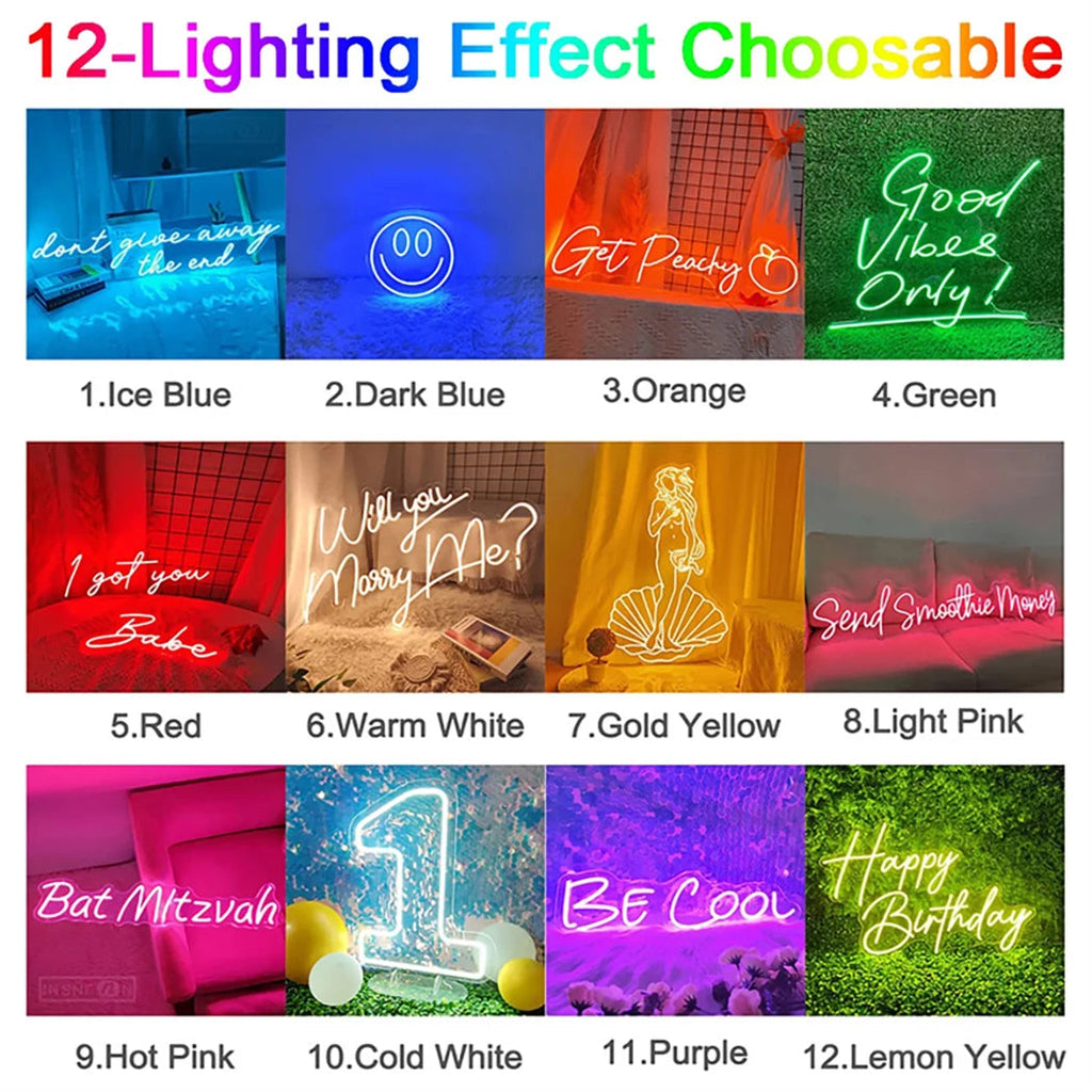 Custom your Personalised Name Neon Sign Light for girls/boys Birthday Gifts Party Bar Wedding Room Wall Decoration Neon Led Sign Innova Techno