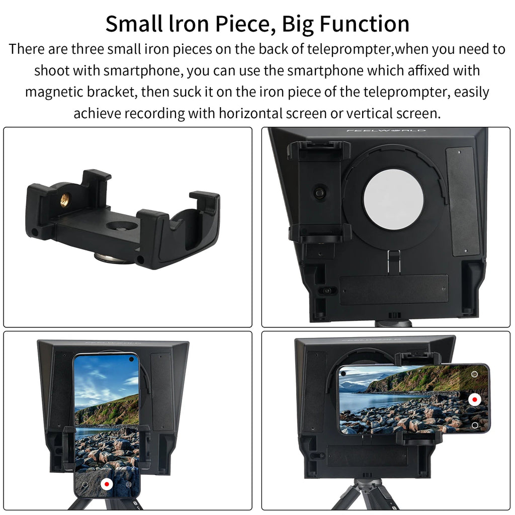 FEELWORLD  TP2A Portable 8 Inch Teleprompter Supports Under 8" DSLR Shooting Smartphone/Tablet Prompting Remote Innova Techno