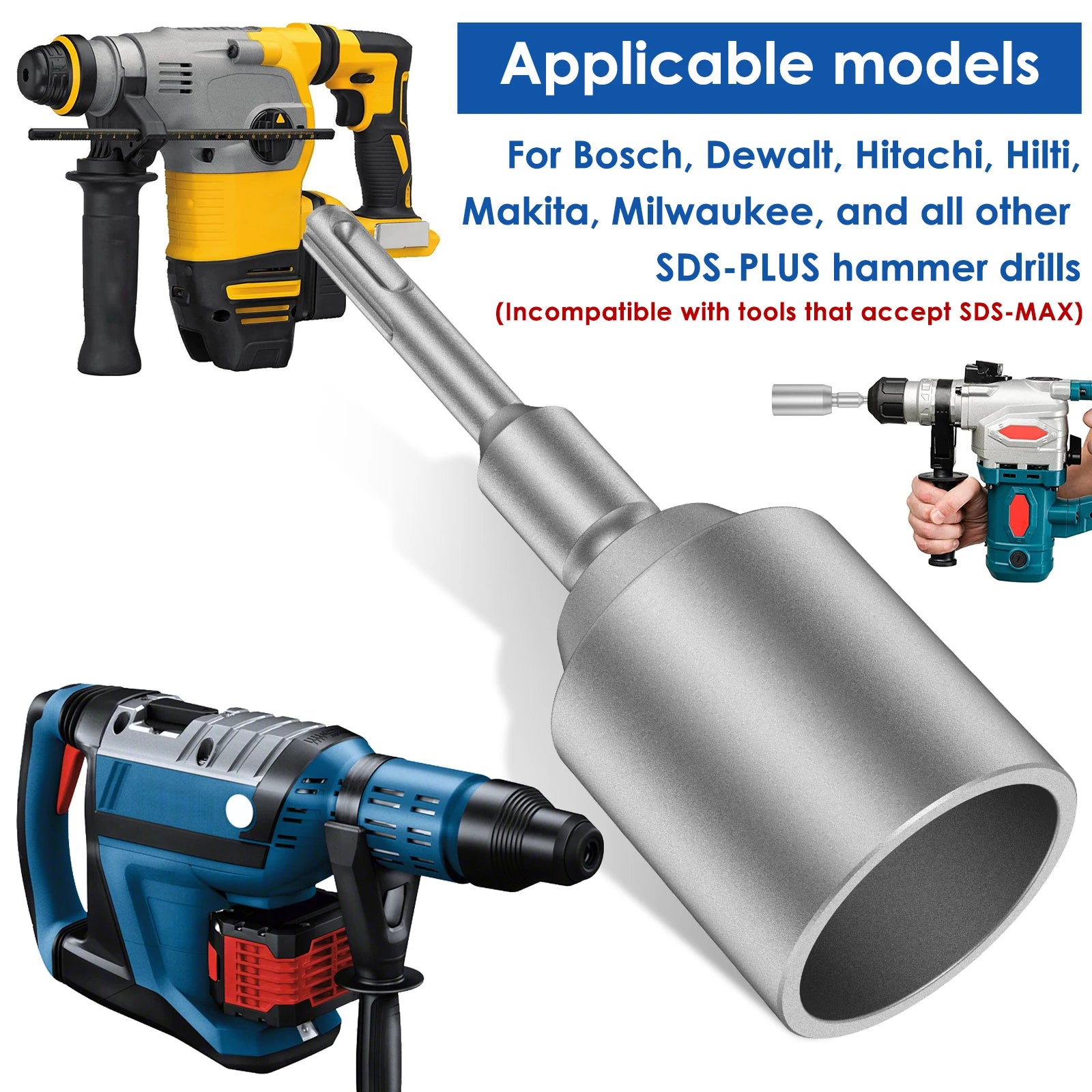 30/45/65mm Heavy Duty SDS-Plus T Post Ground Rod Driver Tool Forged Steel Drill Bit Driver Durable Hammer Drill Rod Converter Innova Techno