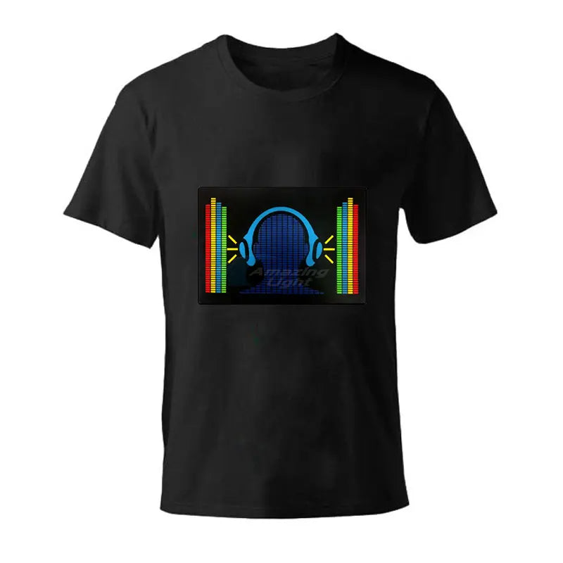 Party Light Up Music El Panel Sound Activated Flashing El Panel T-shirt