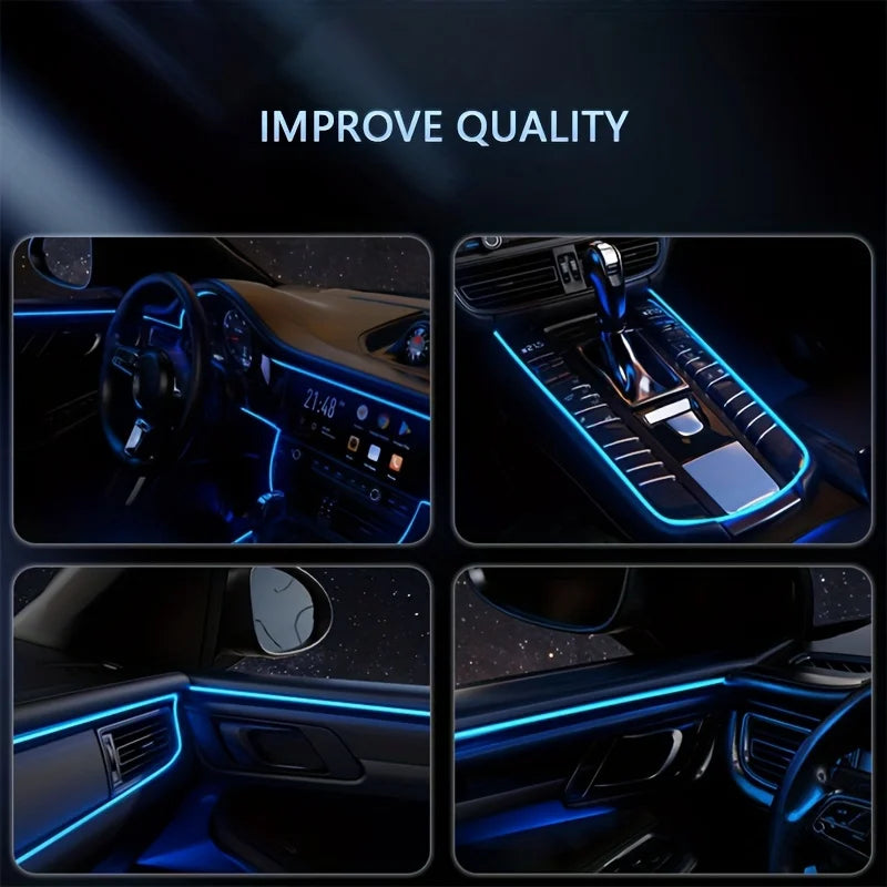 5 in 1 Car Interior LED Ambient Light Strip 6M Fiber Optic Atmosphere Nelon Lighting Kit APP Remote Control Auto Decorative Lamp Innova Techno