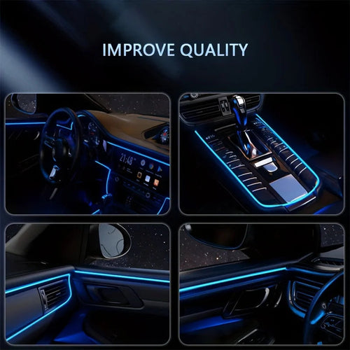 5 in 1 Car Interior LED Ambient Light Strip 6M Fiber Optic Atmosphere Nelon Lighting Kit APP Remote Control Auto Decorative Lamp Innova Techno