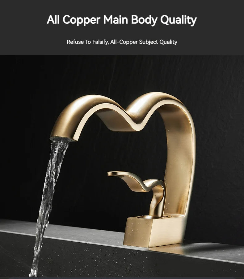 Single Handle Waterfall Bathroom Faucet Brass Gray Basin Faucet Cold And Hot Crance Faucet Sink Tap Single Handle Deck Mounted