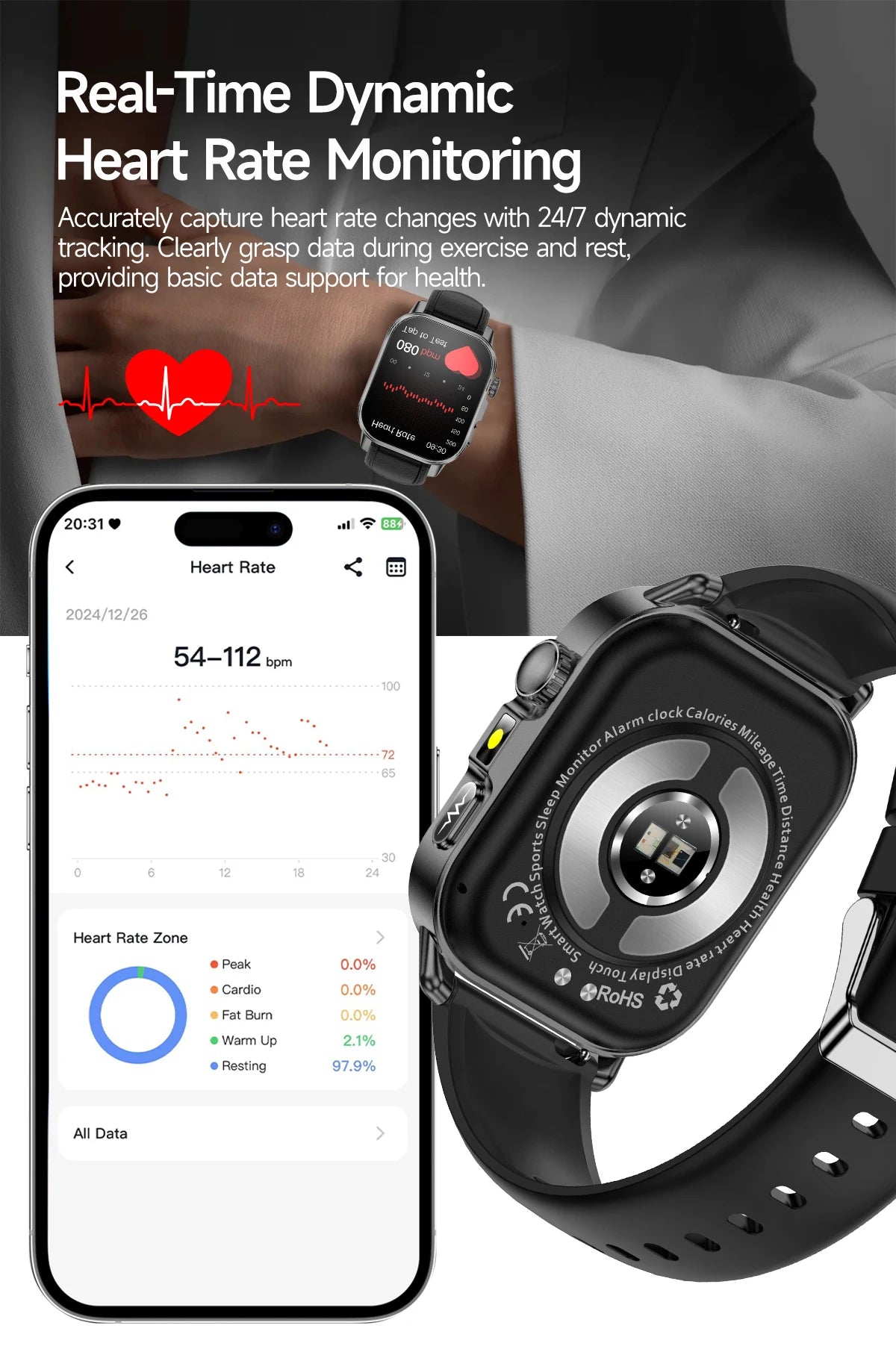 2026 New ECG+PPG Smart Healthy Diagnosis Surveillance Body Analysis Blood Pressure Lipid Uric Acid Health Smart Watches For Men