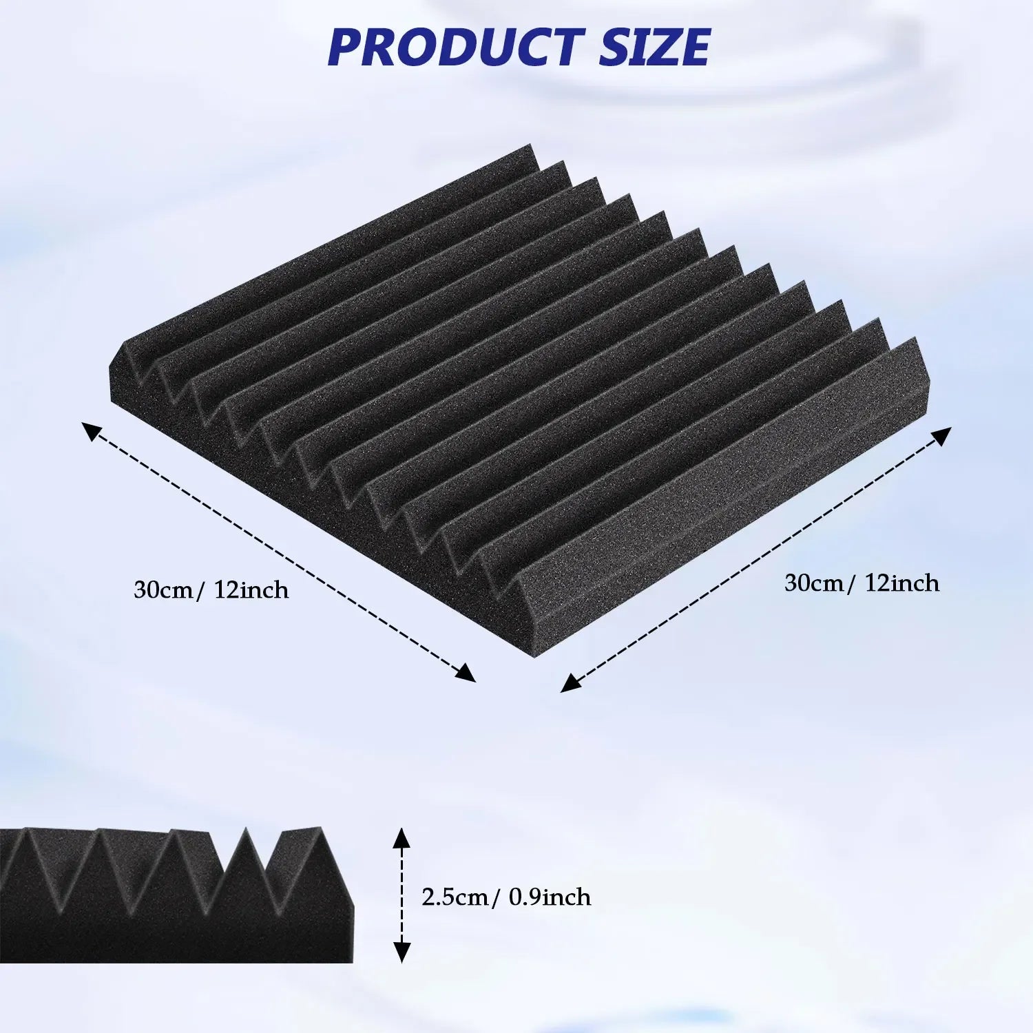 48Pcs 1" X 12" X 12" Acoustic Foam Panels Studio Soundproofing Wedge Sound Proof Wall Panels Acoust Insulation Foam Black Blue Innova Techno