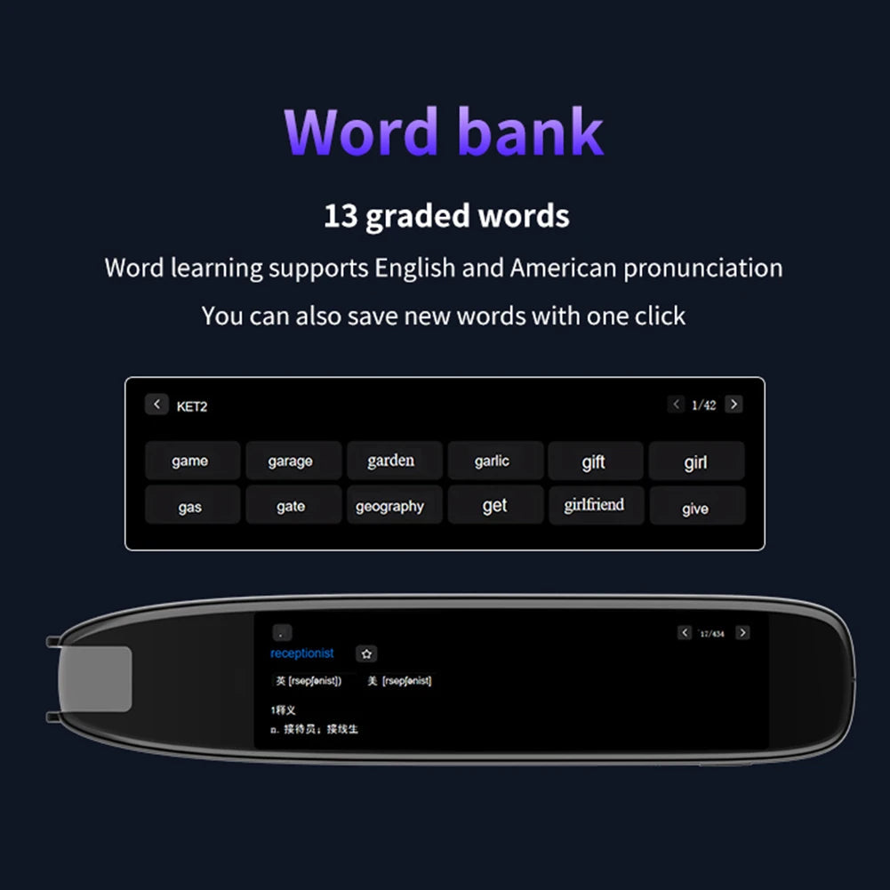 Translation Pen 142 Languages Smart Scanner Translator Pen Intelligent Scanning Point Reading Recording Pen for Teacher Student Innova Techno