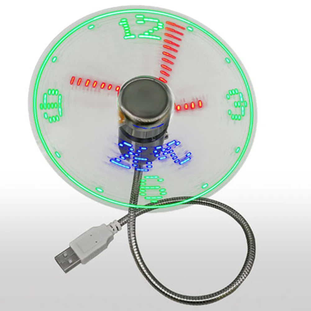 Clock Fans Time Temperature Display LED Clock Fan USB Powered Mini Cooling Flashing Fan Real Time Display for Laptop PC Notebook Innova Techno