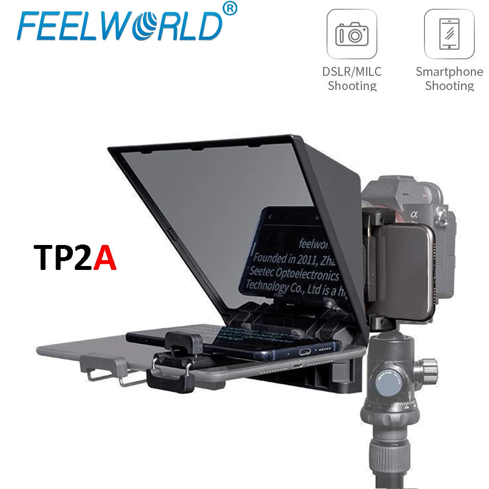 FEELWORLD  TP2A Portable 8 Inch Teleprompter Supports Under 8" DSLR Shooting Smartphone/Tablet Prompting Remote Innova Techno