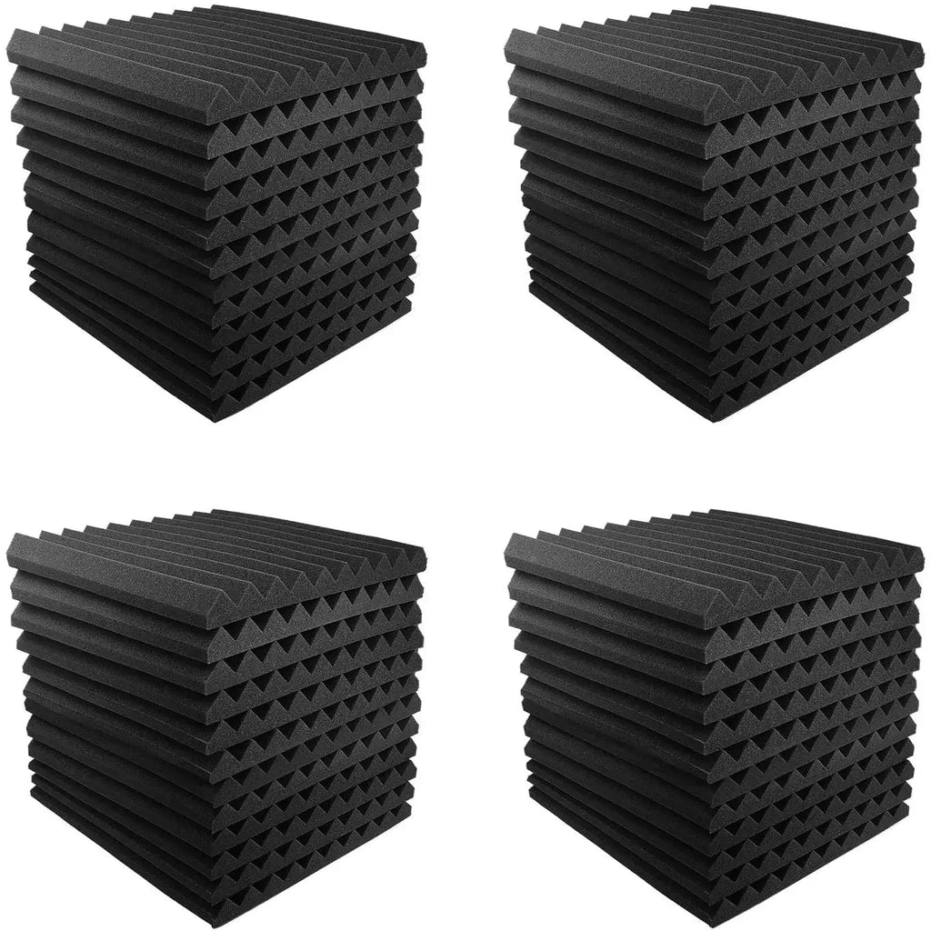 48Pcs 1" X 12" X 12" Acoustic Foam Panels Studio Soundproofing Wedge Sound Proof Wall Panels Acoust Insulation Foam Black Blue Innova Techno