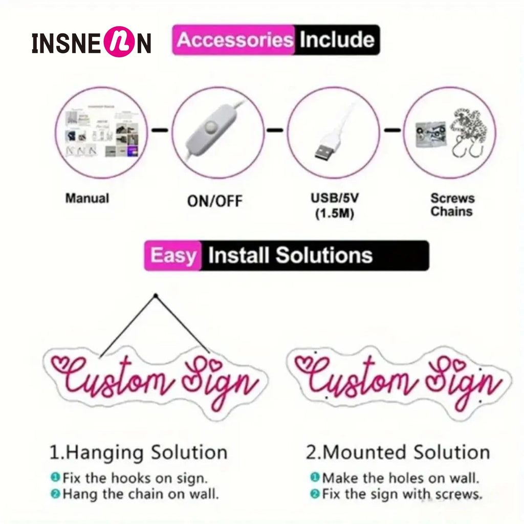 Custom your Personalised Name Neon Sign Light for girls/boys Birthday Gifts Party Bar Wedding Room Wall Decoration Neon Led Sign Innova Techno