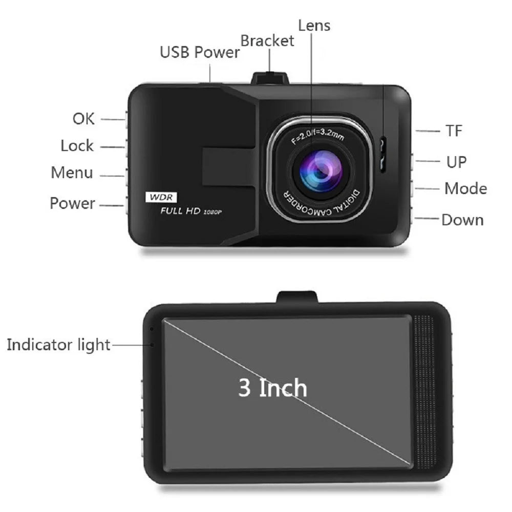 XUSHIDZ NEW 1080P HD Dash Camera Loop Recording Car Vehicle DVR Video Recorder Dashcam Night Vision 24h Parking Monitor G-sensor Innova Techno