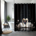 Golden Floral Swan Shower Curtain Set | Waterproof Bathroom