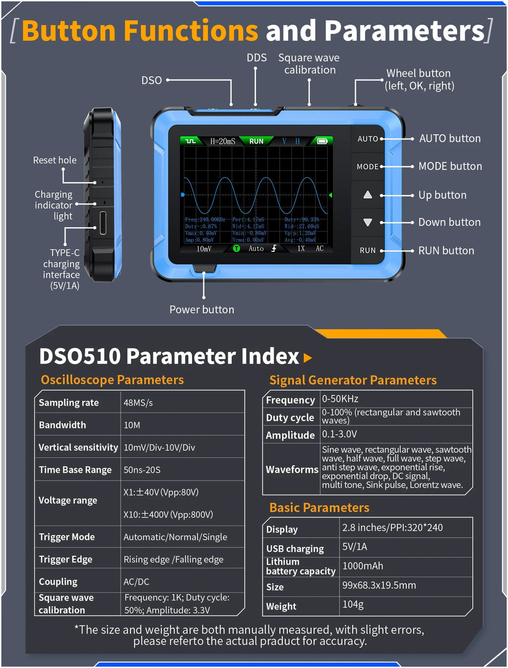 FNIRSI New DSO510 DSO152 DSO153 Mini Handheld Digital 2 IN 1 Oscilloscope Portable 48MS/s 10MHz Bandwidth Electronic Repair Tool Innova Techno