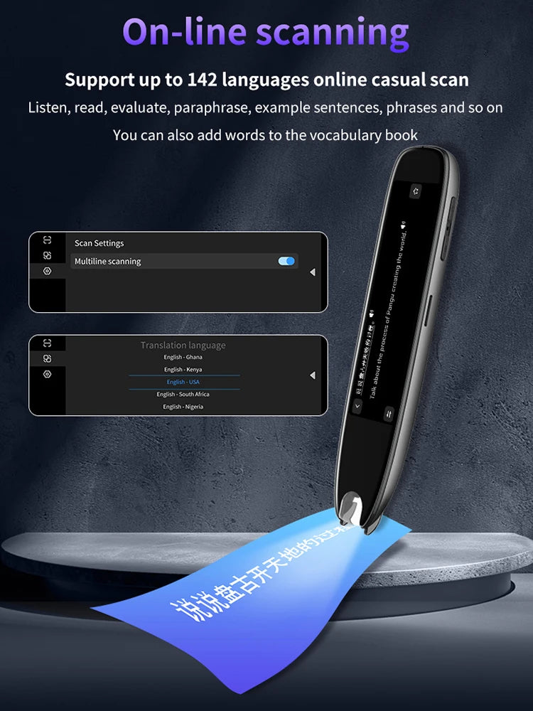 Translation Pen 142 Languages Scan Reader Device Intelligent Scanning Point Reading Smart Voice Translator Device Translator Pen
