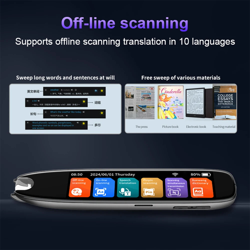 Translation Pen 142 Languages Smart Scanner Translator Pen Intelligent Scanning Point Reading Recording Pen for Teacher Student Innova Techno