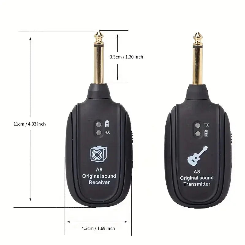 Wireless Guitar System with Transmitter and Receiver