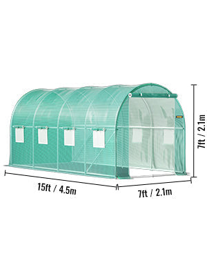 SucceBuy Walk-in Tunnel Greenhouse Galvanized Frame & Waterproof Cover 15x7x7/10x7x7/20x10x7/12x7x7 ft Greenhouses & Cold Frames Innova Techno
