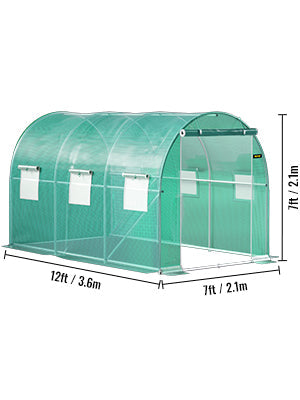 SucceBuy Walk-in Tunnel Greenhouse Galvanized Frame & Waterproof Cover 15x7x7/10x7x7/20x10x7/12x7x7 ft Greenhouses & Cold Frames Innova Techno