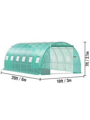 SucceBuy Walk-in Tunnel Greenhouse Galvanized Frame & Waterproof Cover 15x7x7/10x7x7/20x10x7/12x7x7 ft Greenhouses & Cold Frames Innova Techno