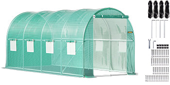 SucceBuy Walk-in Tunnel Greenhouse Galvanized Frame & Waterproof Cover 15x7x7/10x7x7/20x10x7/12x7x7 ft Greenhouses & Cold Frames Innova Techno