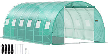 SucceBuy Walk-in Tunnel Greenhouse Galvanized Frame & Waterproof Cover 15x7x7/10x7x7/20x10x7/12x7x7 ft Greenhouses & Cold Frames Innova Techno