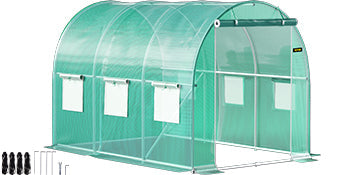 SucceBuy Walk-in Tunnel Greenhouse Galvanized Frame & Waterproof Cover 15x7x7/10x7x7/20x10x7/12x7x7 ft Greenhouses & Cold Frames Innova Techno