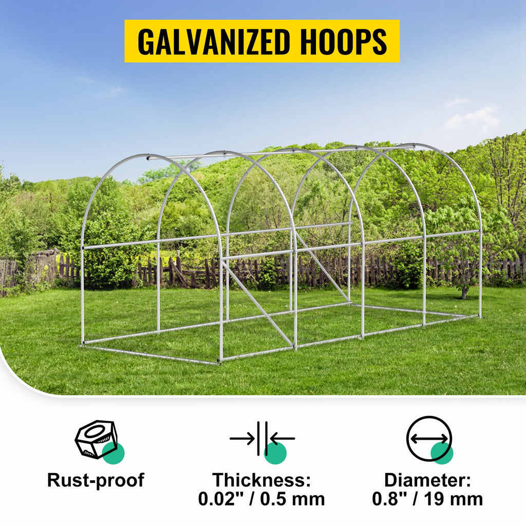 SucceBuy Walk-in Tunnel Greenhouse Galvanized Frame & Waterproof Cover 15x7x7/10x7x7/20x10x7/12x7x7 ft Greenhouses & Cold Frames Innova Techno
